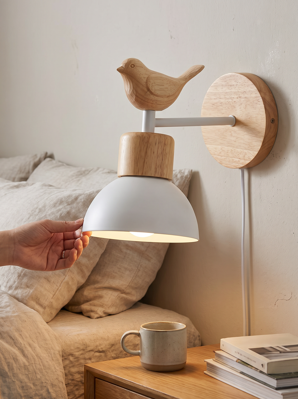 Wooden bird sconce lifestyle 1