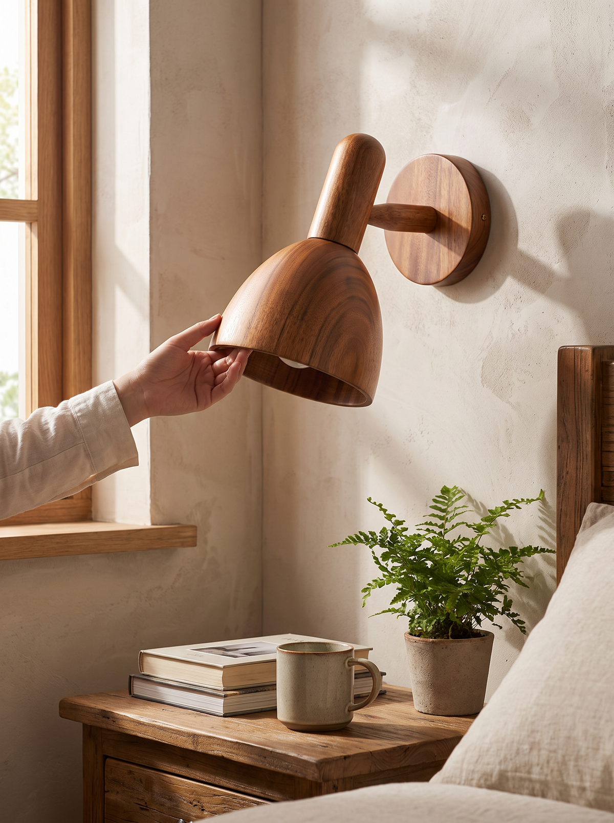 Nordic wooden wall lamp lifestyle 1