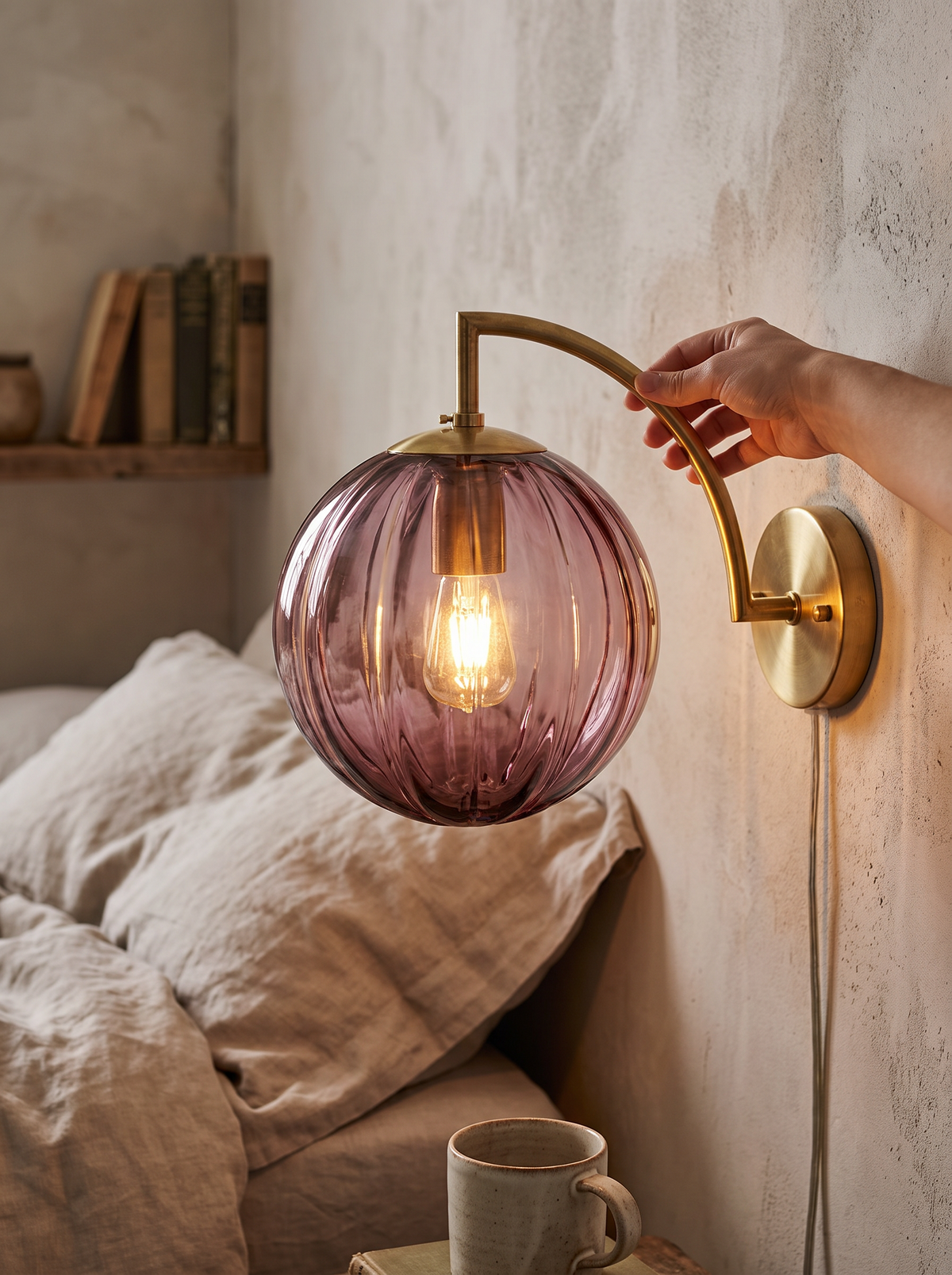 Brass glass ball lamp lifestyle 1