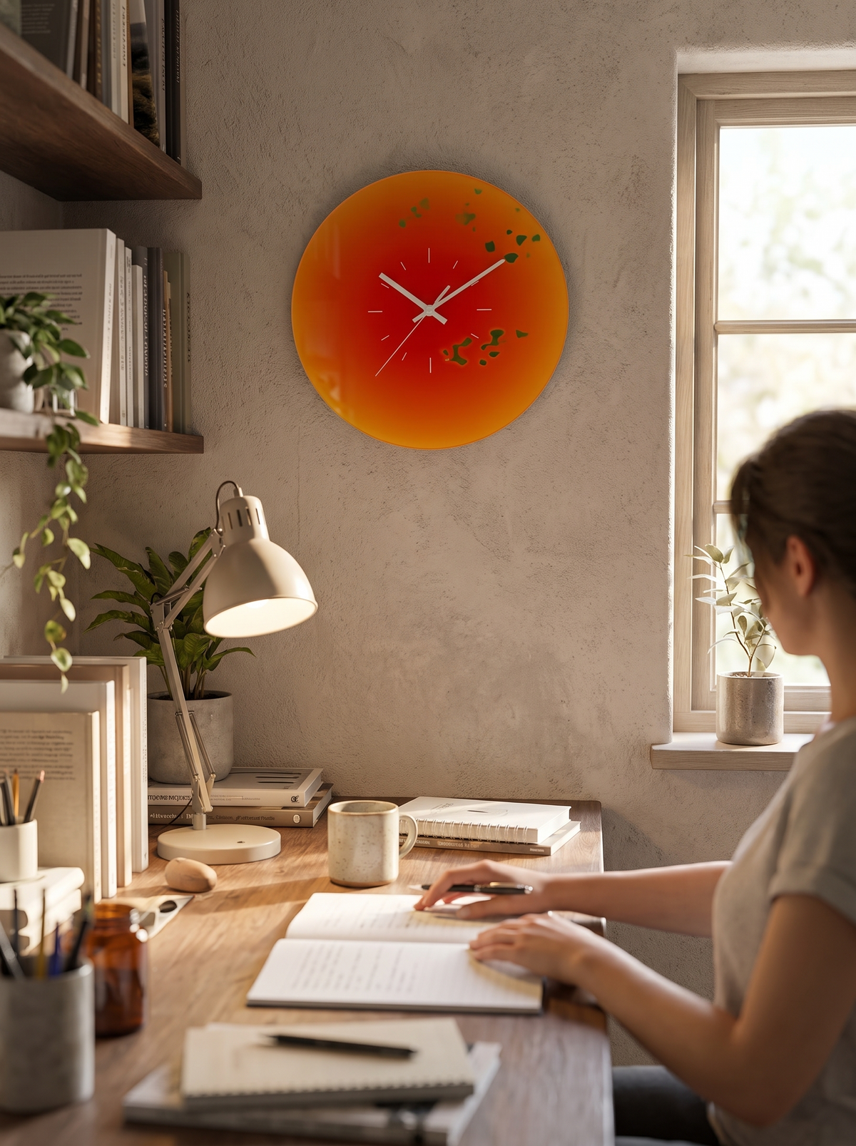 Sunset gradient glass clock lifestyle 3