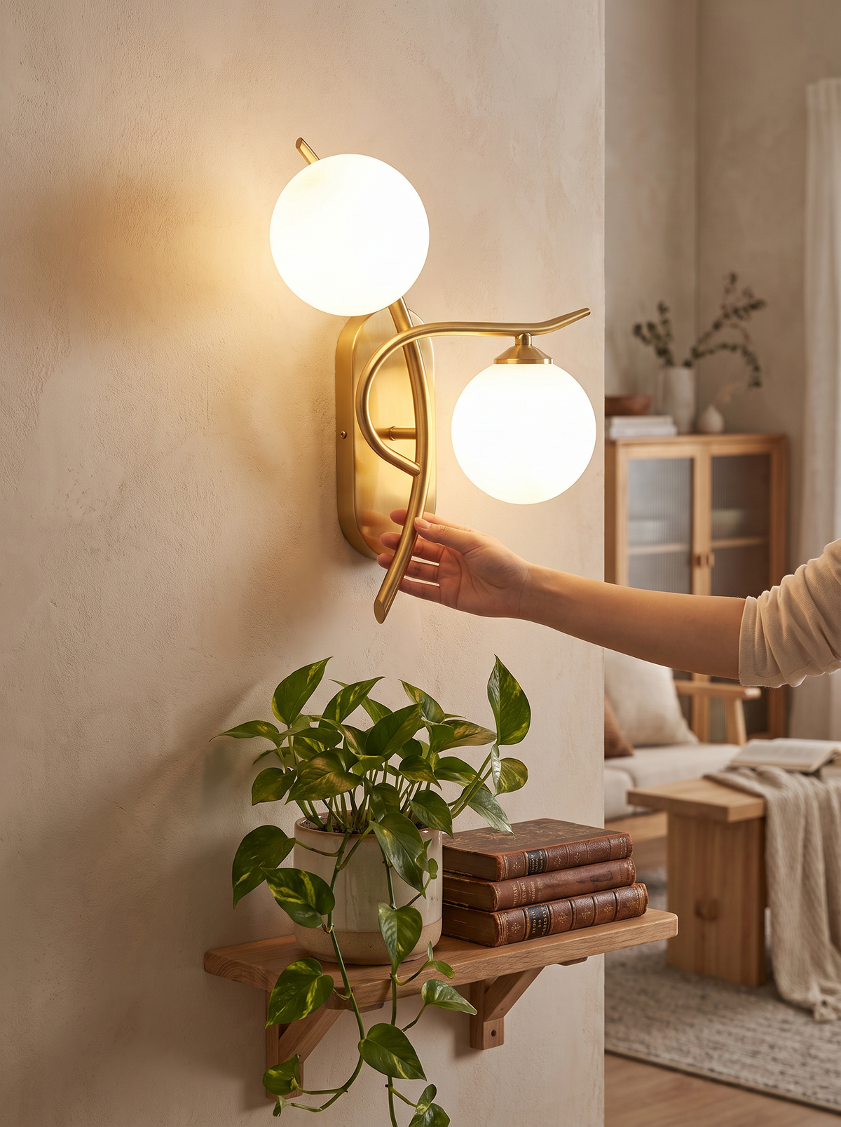 Lunara dual globe wall light lifestyle 3