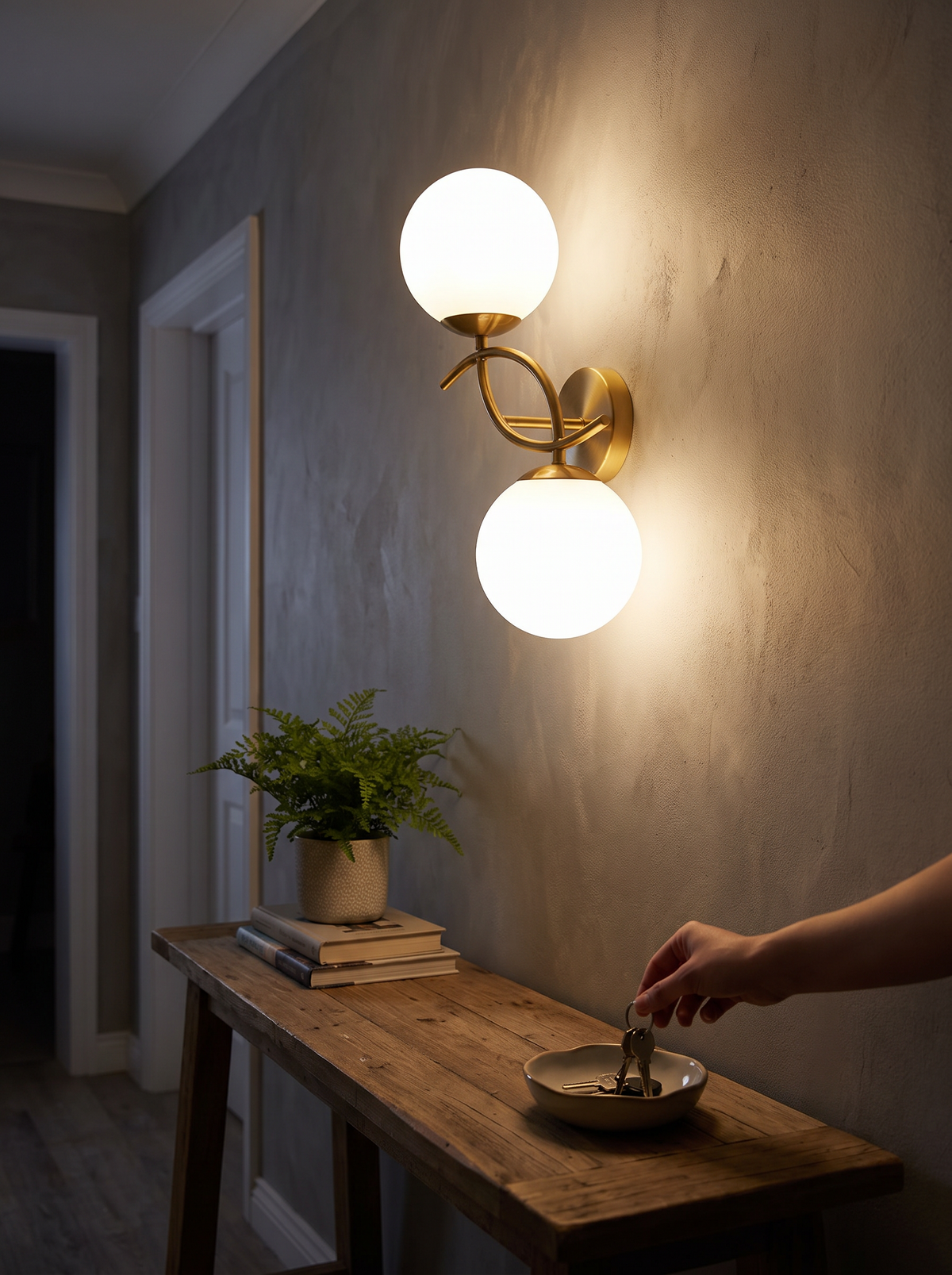 Lunara dual globe wall light lifestyle 1