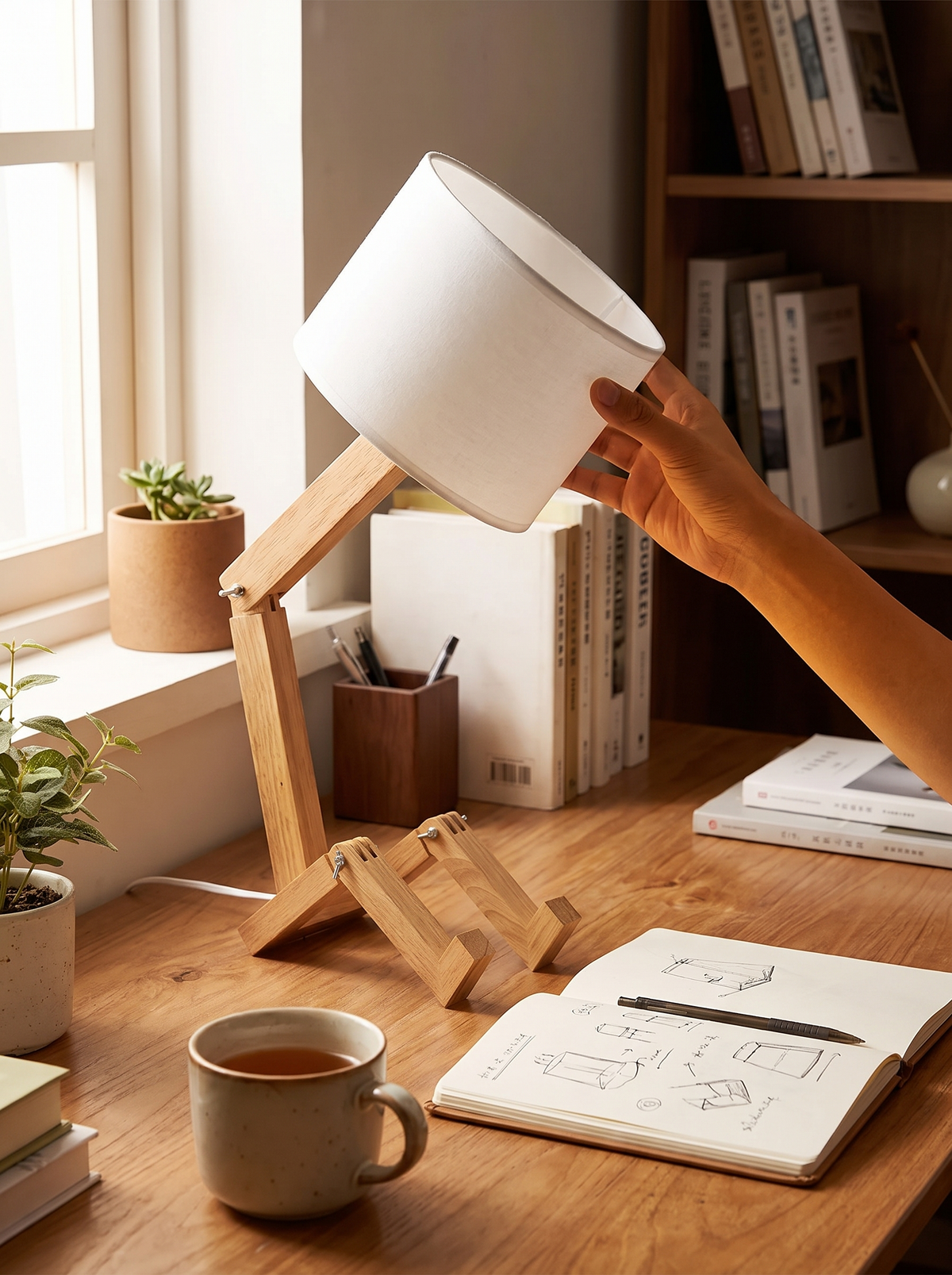 Rilna flexible wooden lamp lifestyle 1
