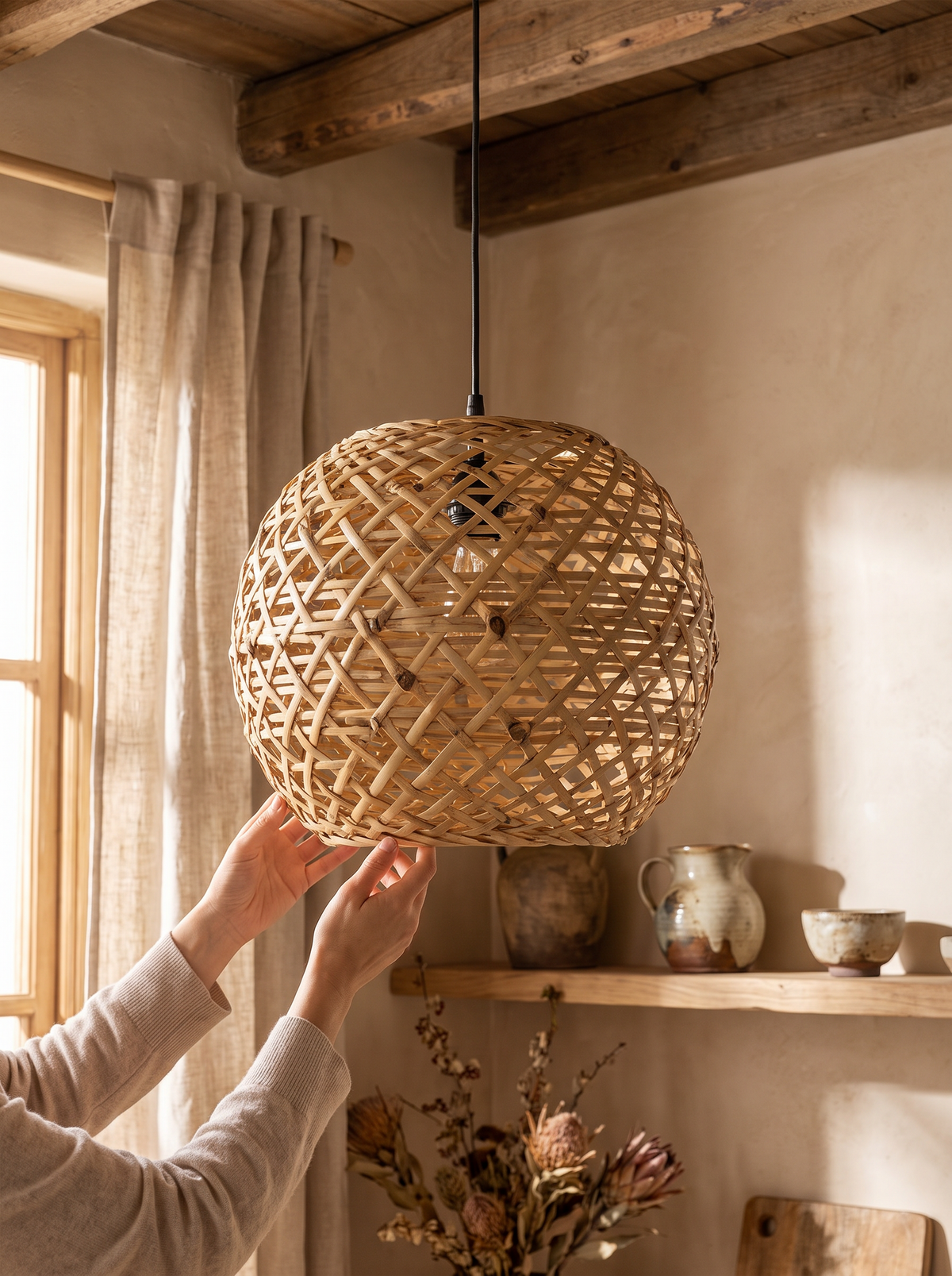 Natura bamboo ceiling lamp lifestyle 2