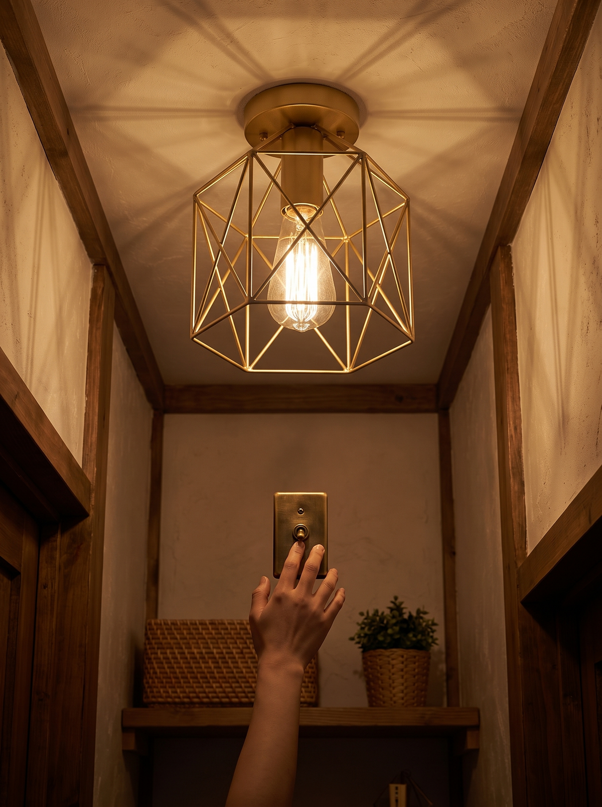 Gold cage ceiling light lifestyle 2