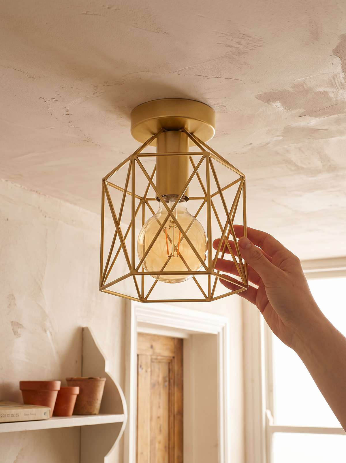 Gold cage ceiling light lifestyle 3