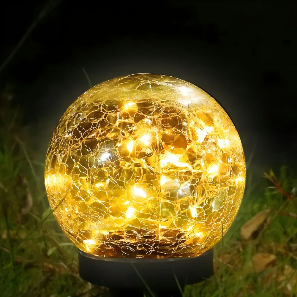 Solar Crackle Glass Orb Path Light