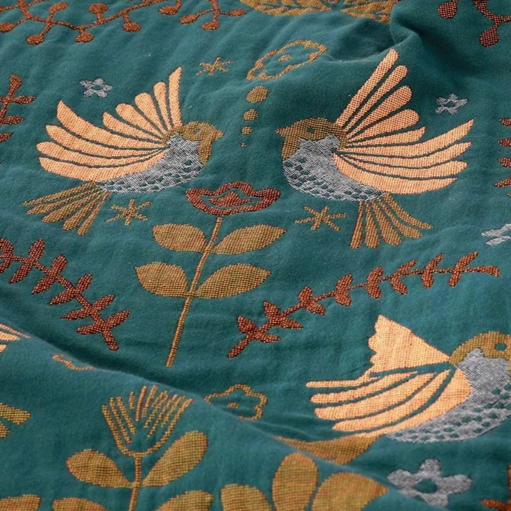 Reversible Scandinavian Bird Blanket | 100% Cotton Blanket - Image 3