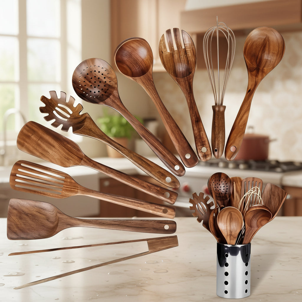 Natural Wood Kitchen Utensil Set