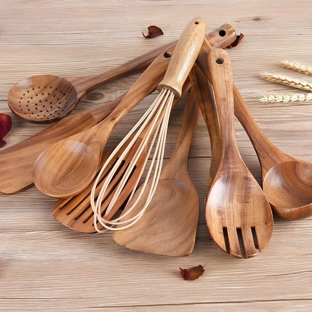 Natural Wood Kitchen Utensil Set