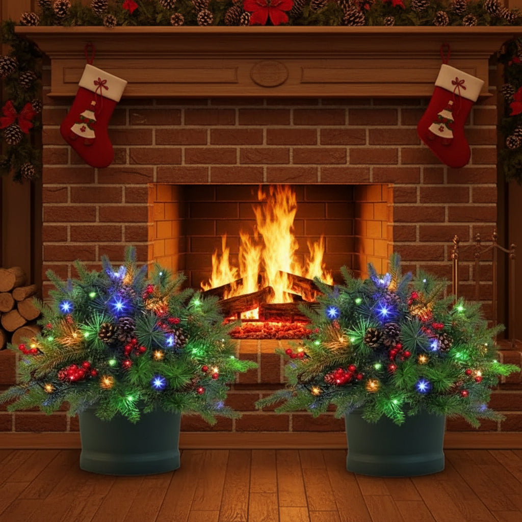 LED Evergreen Urn Filler Festive Holiday Decor - Image 4