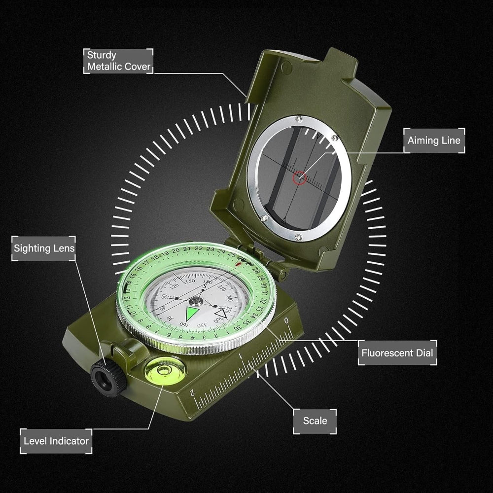 Lensatic Compass Outdoor Navigation Portable Hiking Tool - Image 6