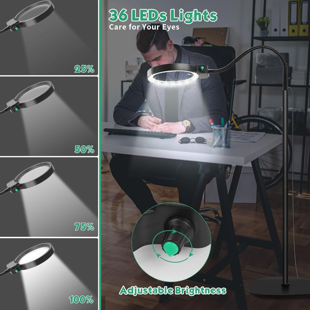 Magnifying Lamp LED Reading Glass Desk Mount - Image 3