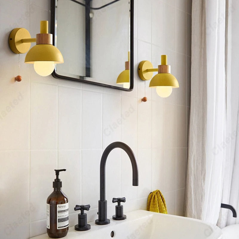 Nordic Wood Pull-Switch Wall Lamp