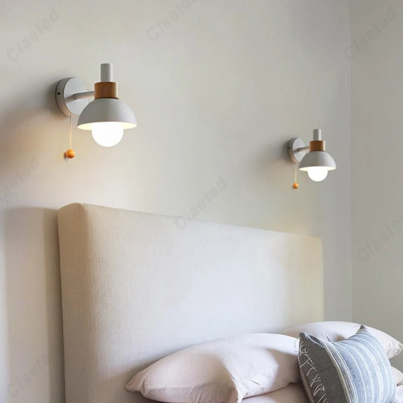 Nordic Wood Pull-Switch Wall Lamp