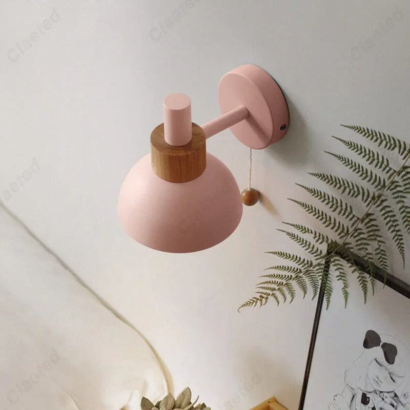 Nordic Wood Pull-Switch Wall Lamp