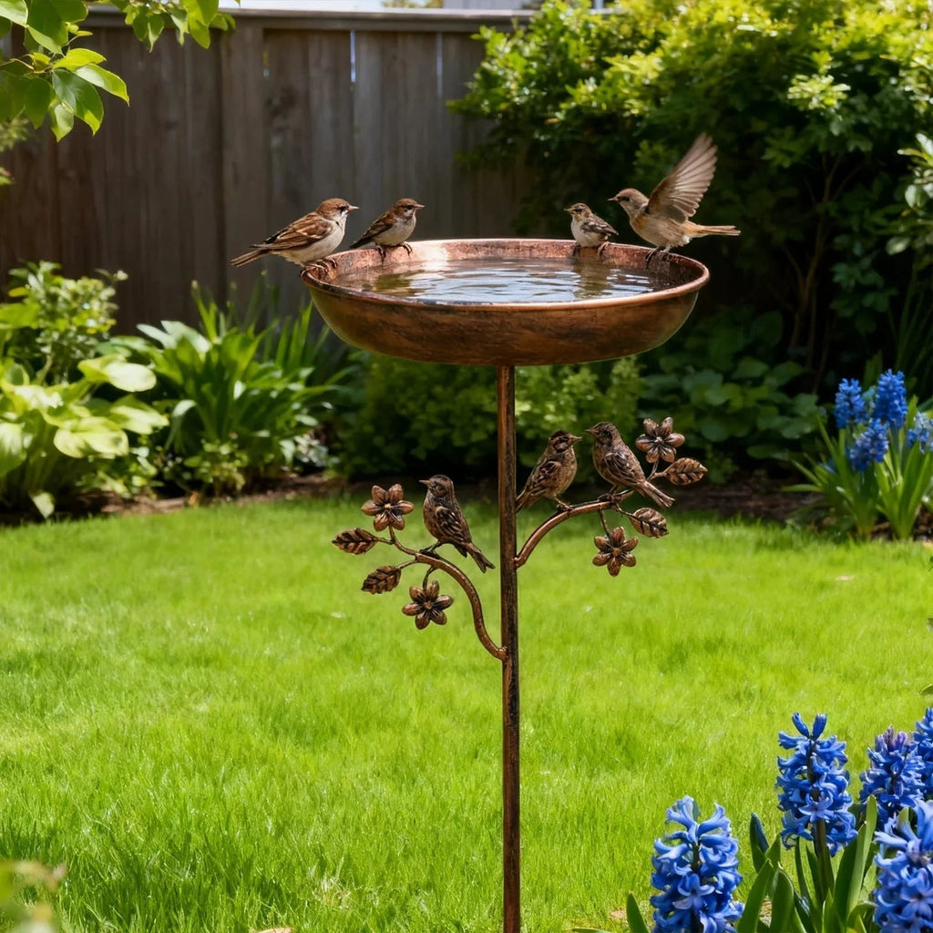 Metal Bird Bath Garden Decor Decorative Stand Garden - Image 2