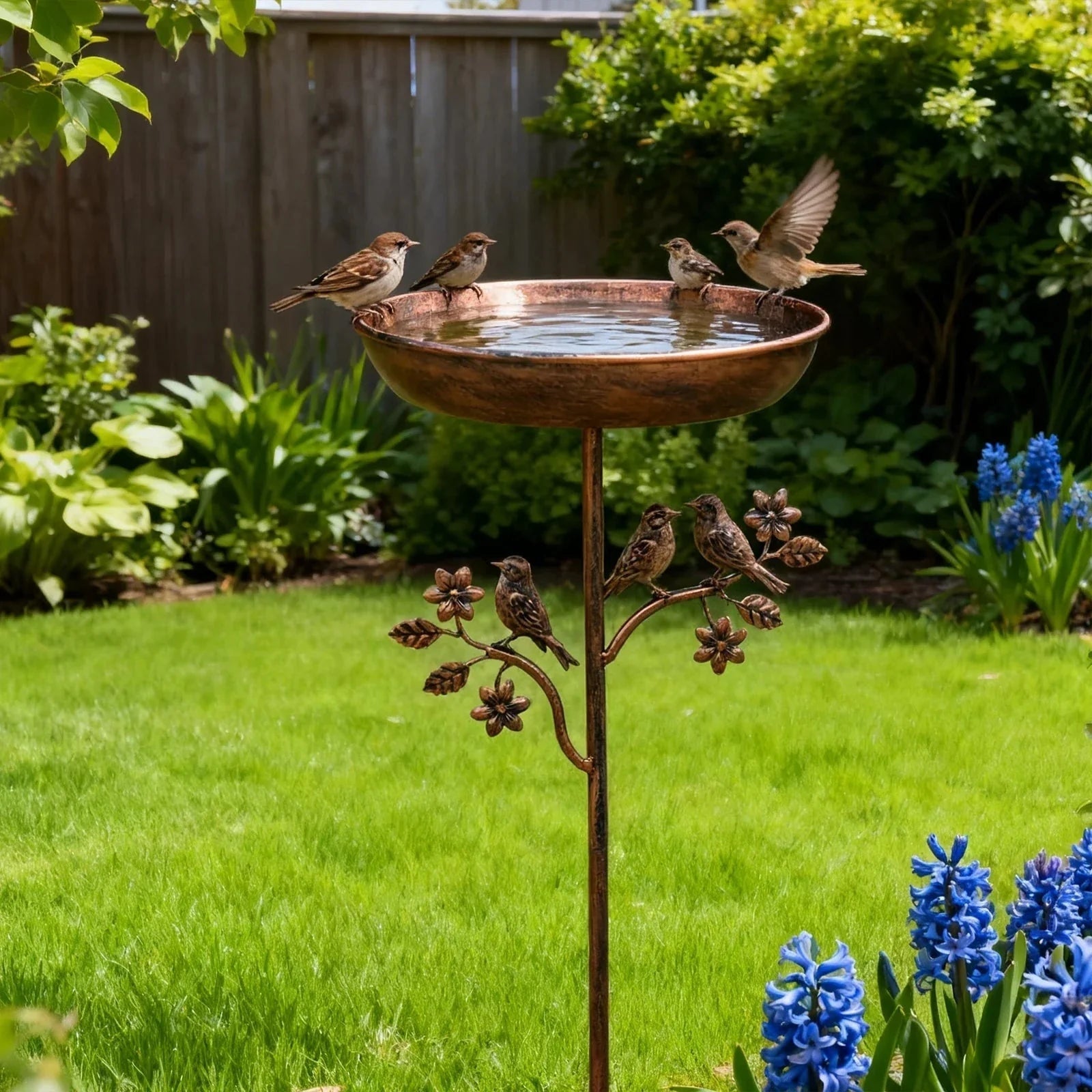 Metal Bird Bath Garden Decor Decorative Stand Garden - Image 2