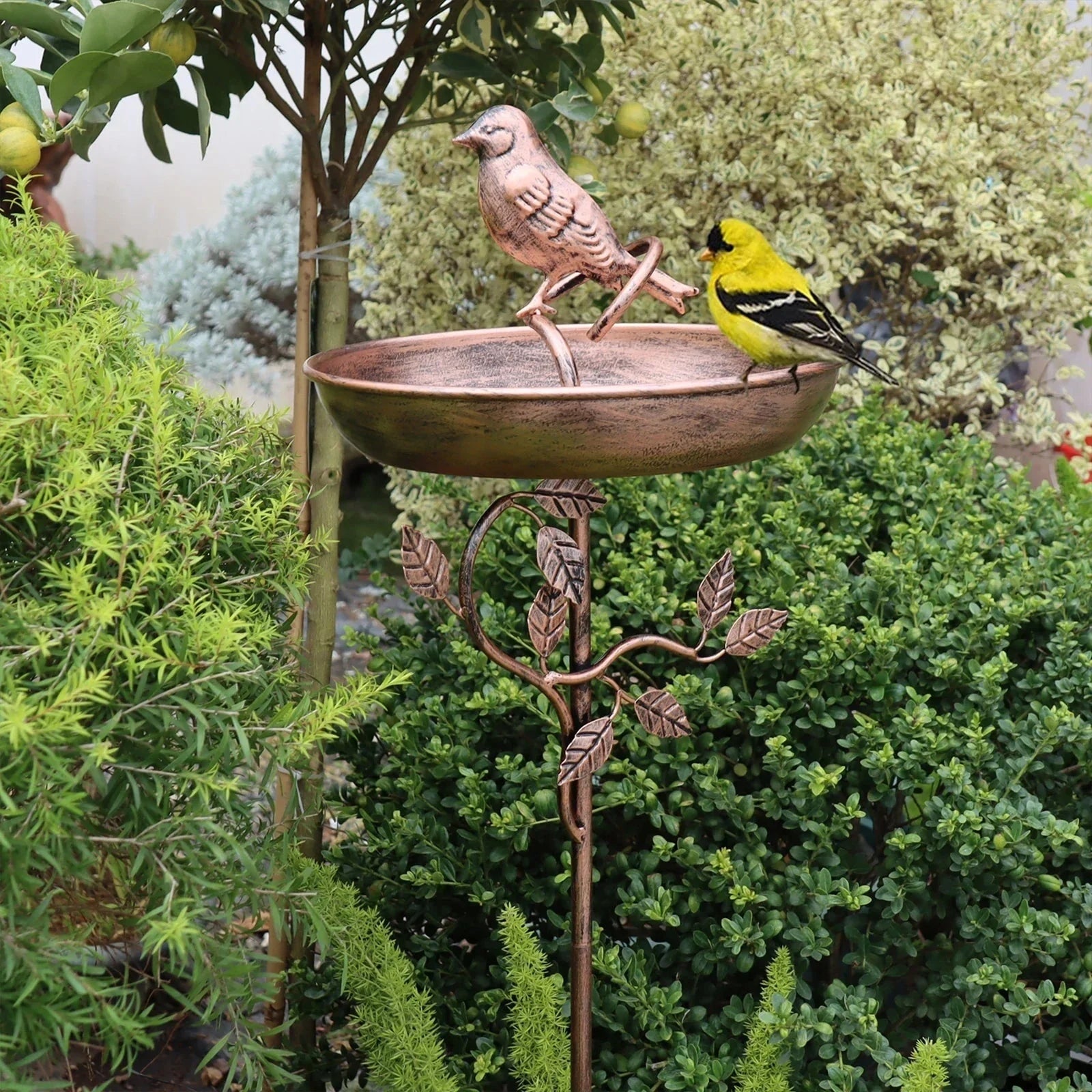 Metal Bird Bath Garden Decor Decorative Stand Garden - Image 5