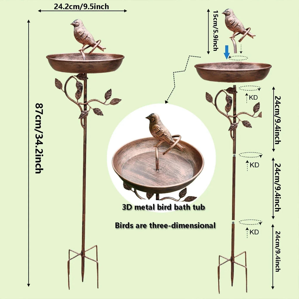 Metal Bird Bath Garden Decor Decorative Stand Garden - Image 6