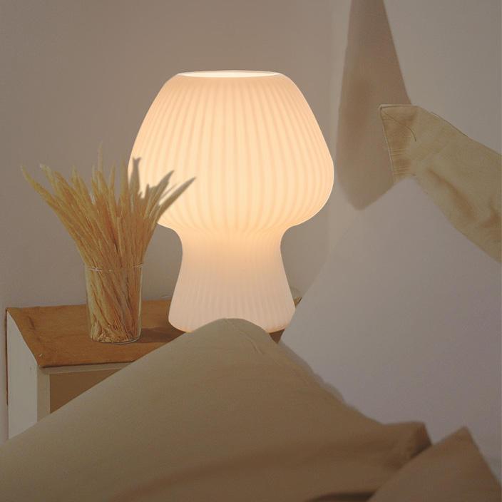 Ribbed Glass Mushroom Bedside Lamp