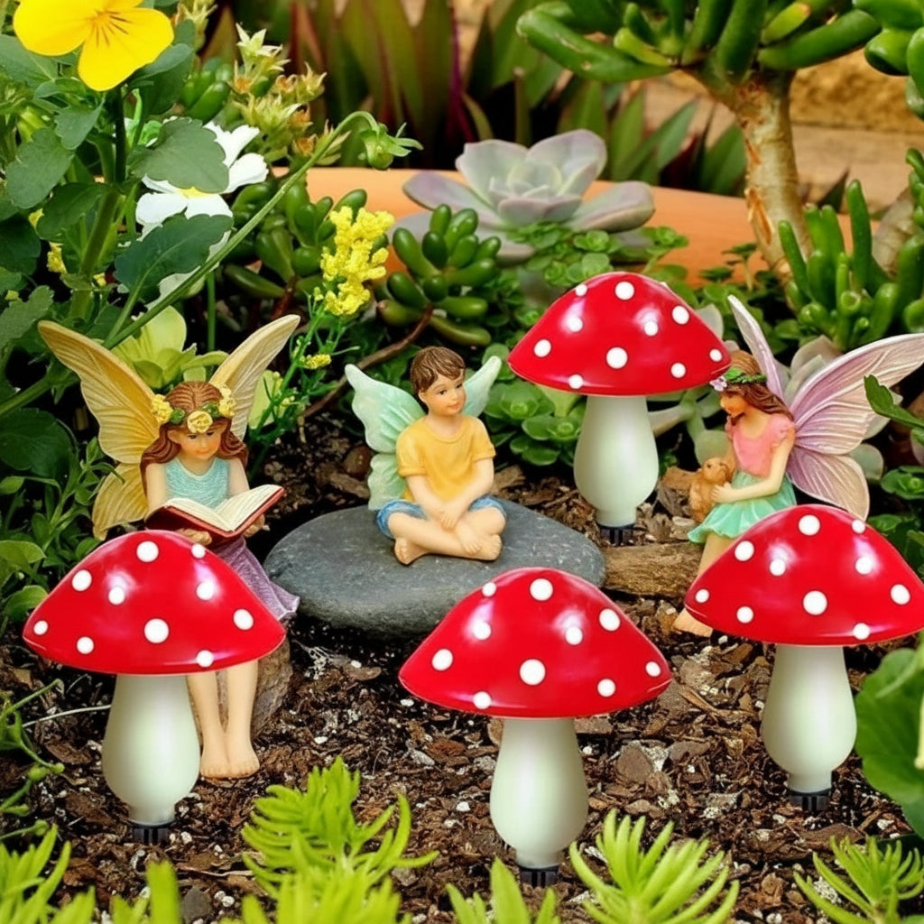 Outdoor Solar Lights Garden Mushroom Stake Set - Image 5