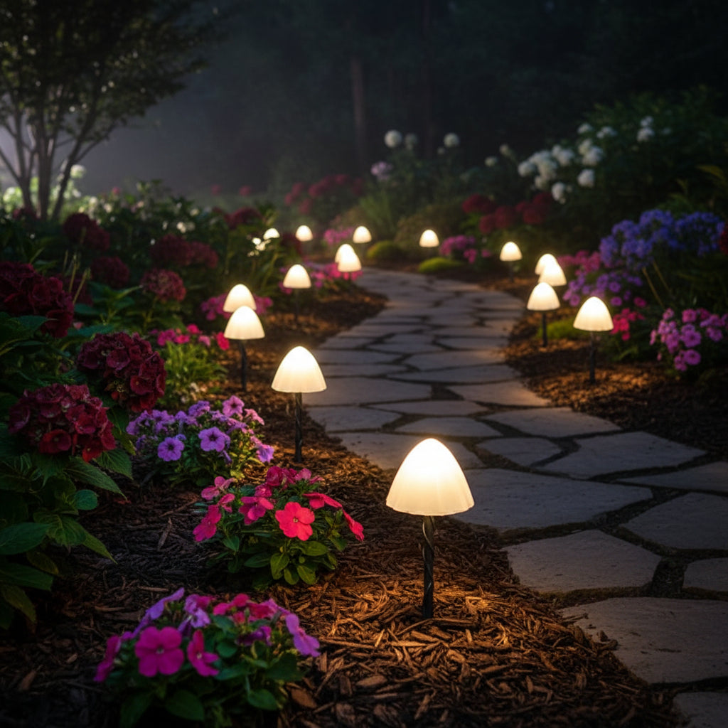 Outdoor Solar Lights Garden Mushroom Stake Set - Image 6