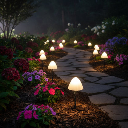 Outdoor Solar Lights Garden Mushroom Stake Set - Image 6