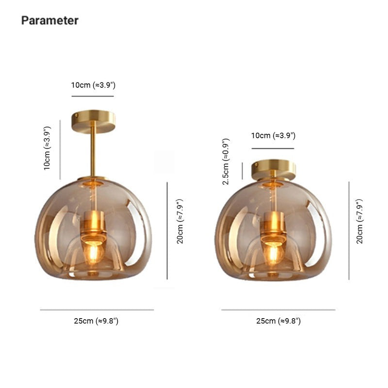 Vintage Bubble Amber Glass Pendant