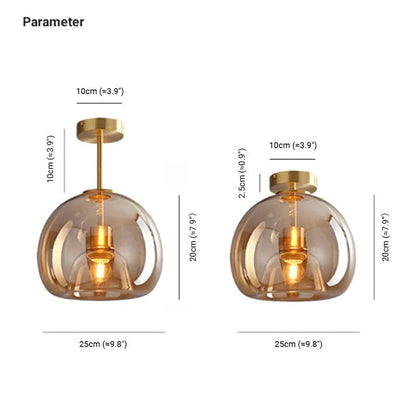 Vintage Bubble Amber Glass Pendant