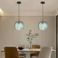 Green Ribbed Glass Pendant Lamp