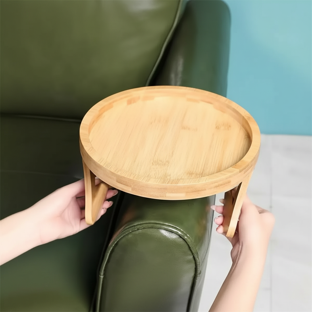 Sofa Side Table Armrest Tray Adjustable Folding - Image 4