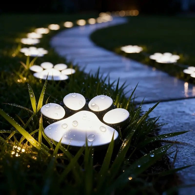Solar Lights Paw Print Outdoor Waterproof Garden Path Decor - Image 6