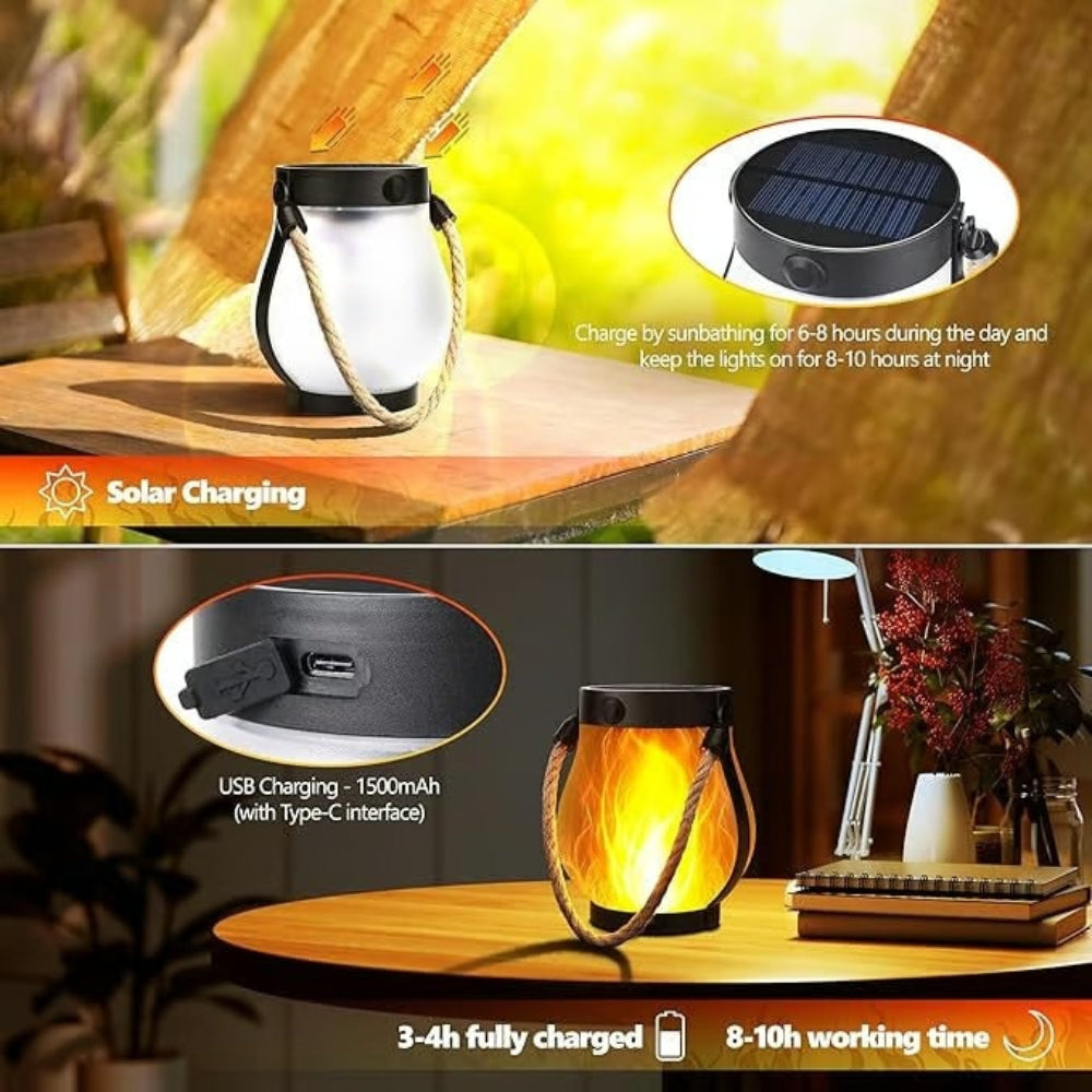 Solar Powered Outdoor Lantern Flame Effect Design - Image 6
