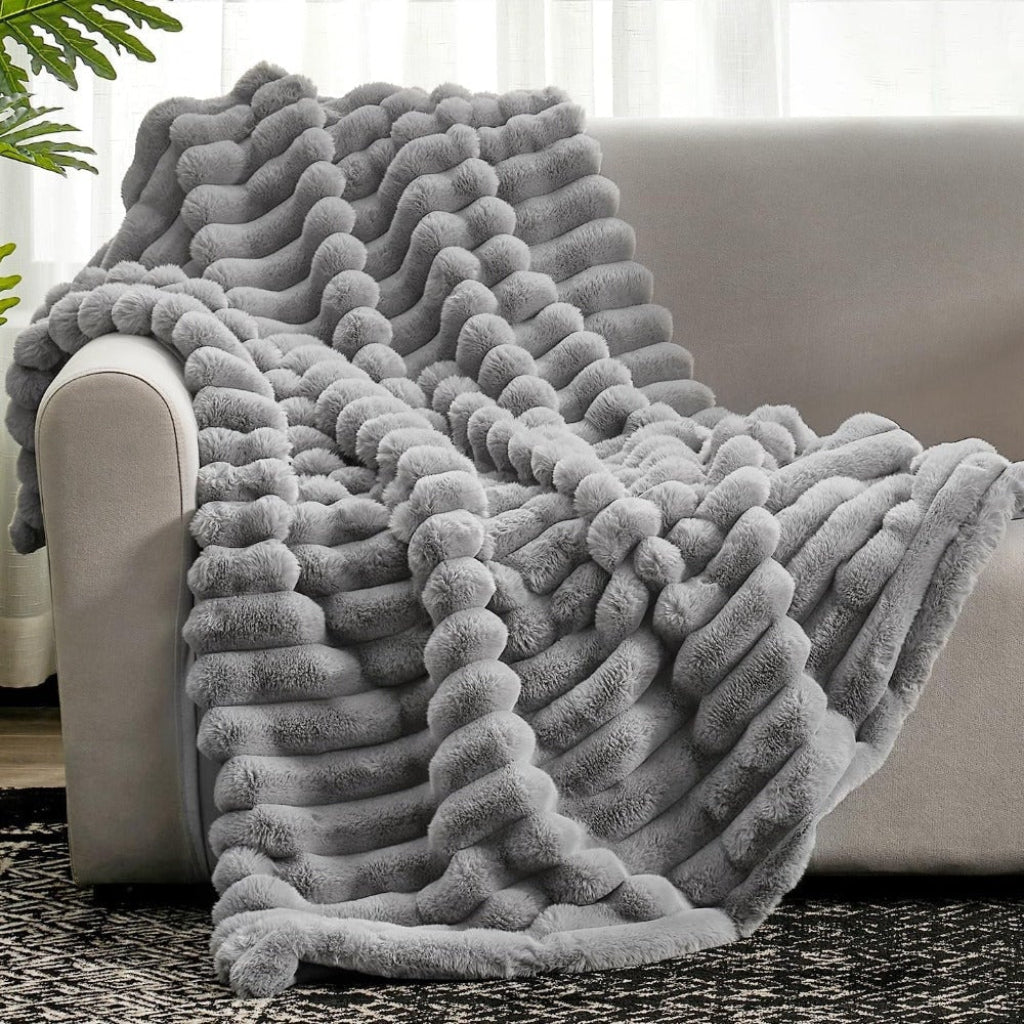 Throw Blanket Cozy Plush Soft Textured Oversized - Image 1