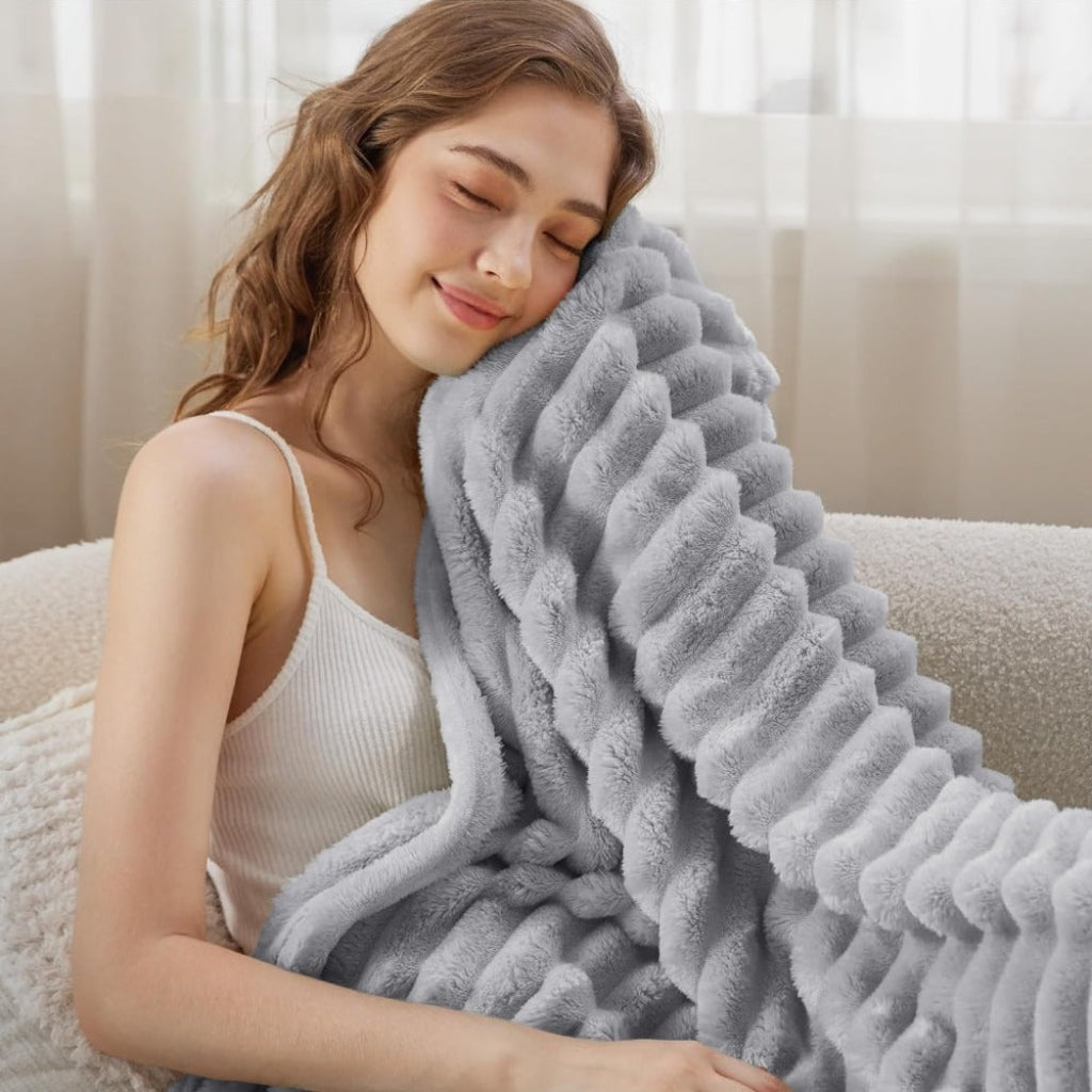 Throw Blanket Cozy Plush Soft Textured Oversized - Image 3