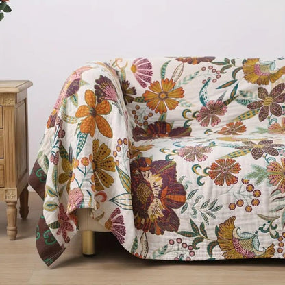 Floral Reversible Cotton Throw