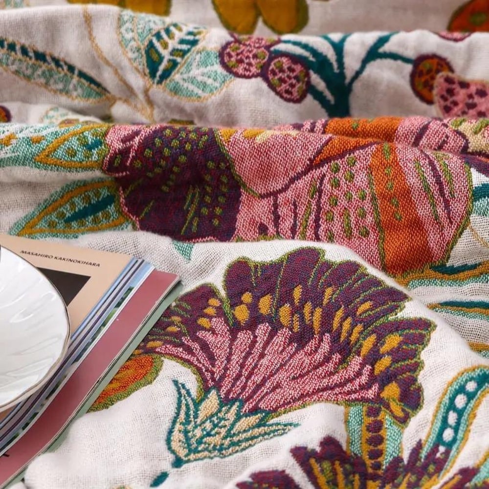 Floral Reversible Cotton Throw