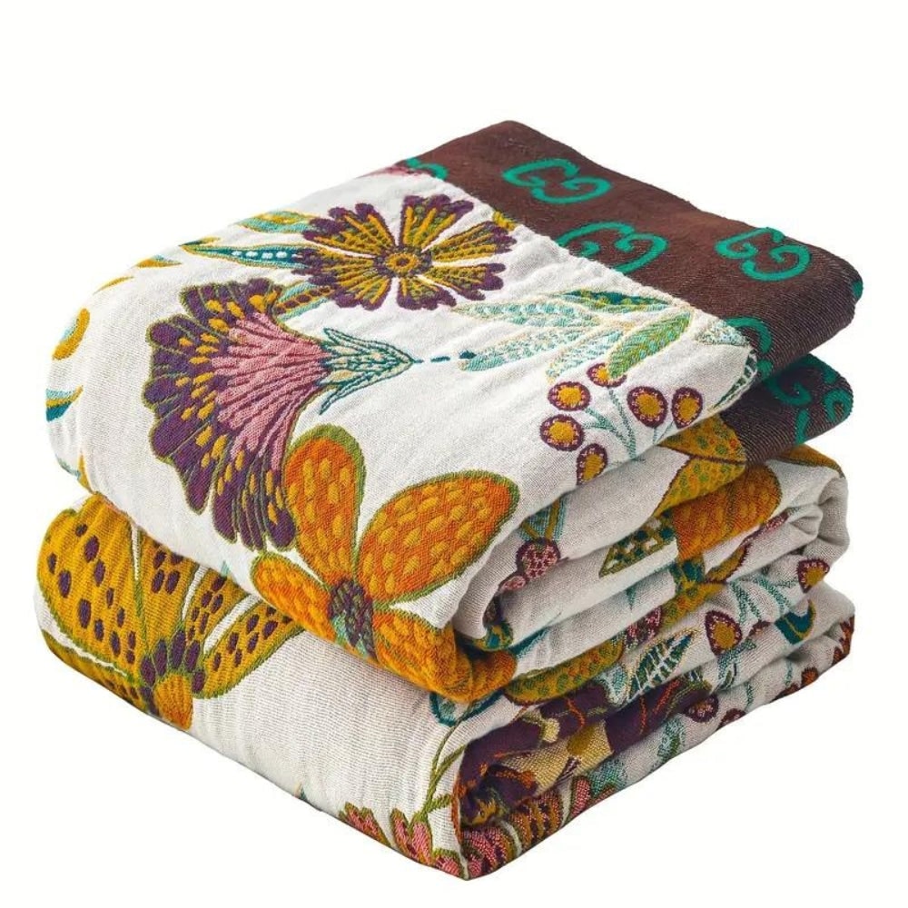 Floral Reversible Cotton Throw