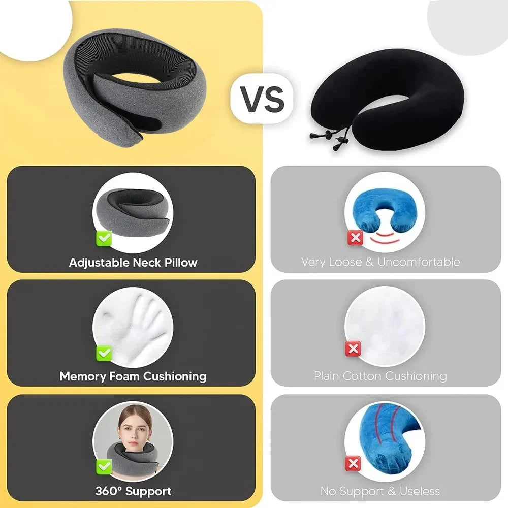 Travel Neck Pillow Memory Foam U-Shaped Neck Roll - Image 5
