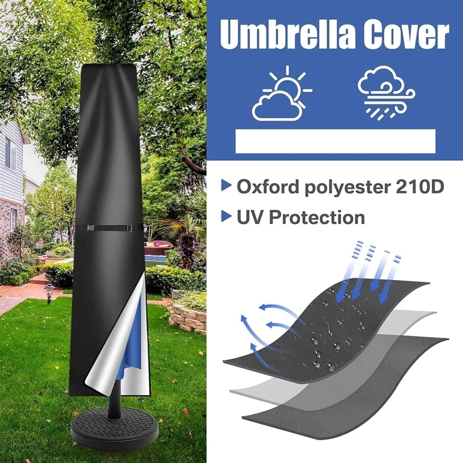 Umbrella Cover Garden Accessory Weather Resistant Design - Image 3