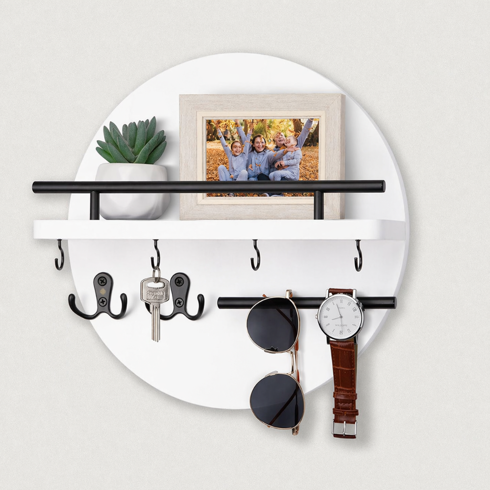 Round Wooden Wall Key Holder