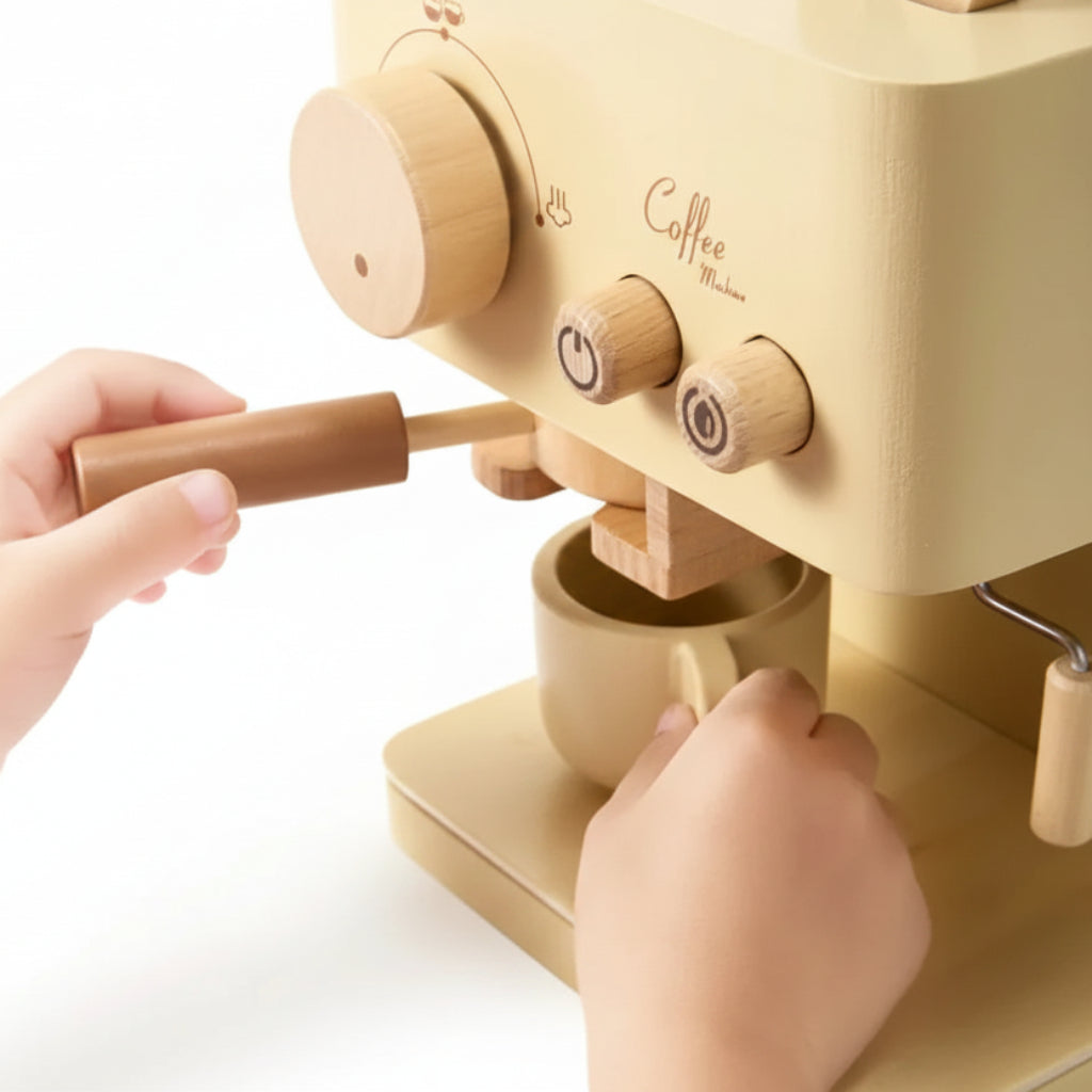 Wooden Toy Coffee Machine Play Set