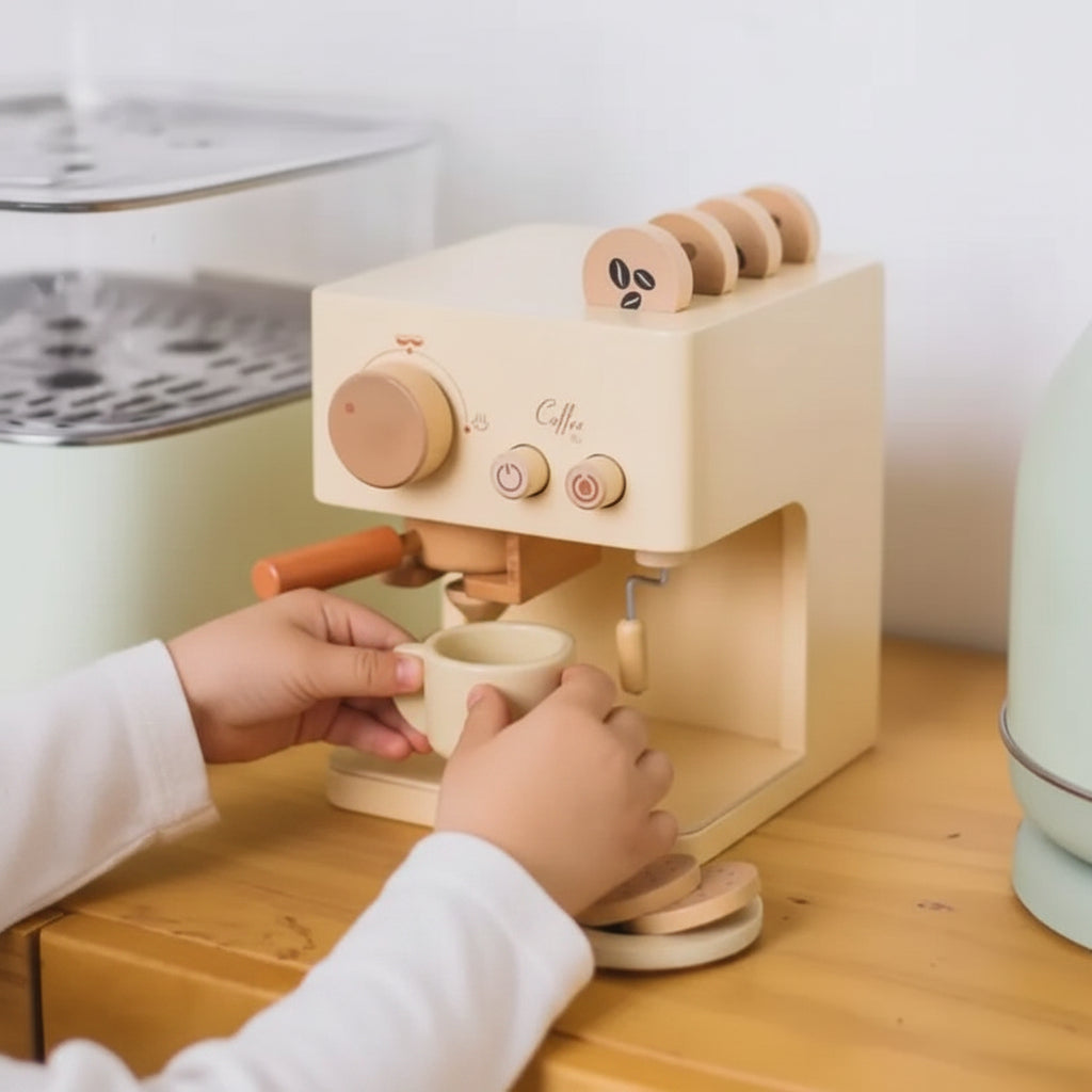 Wooden Toy Coffee Machine Play Set