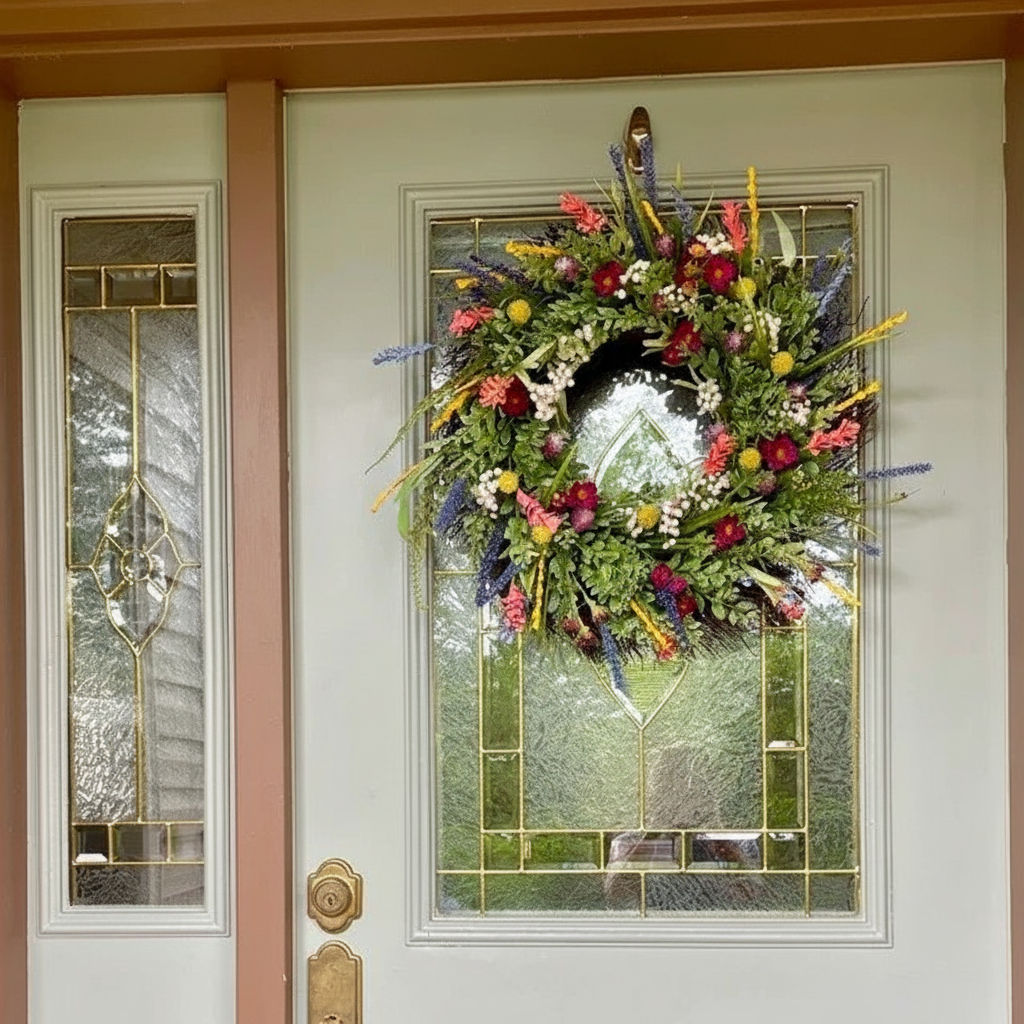 Wreath Front Door Spring Floral Seasonal Decor - Image 3