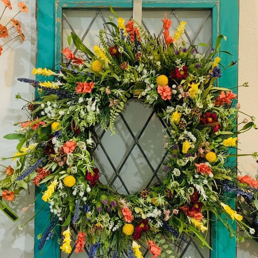 Wreath Front Door Spring Floral Seasonal Decor - Image 5